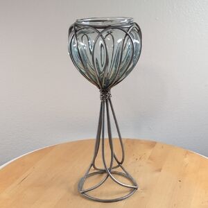 Elegant Silver and Glass Vase